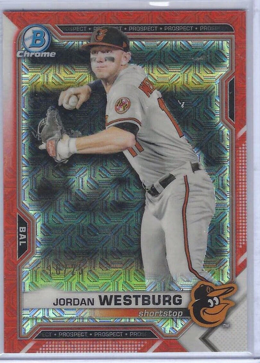 JORDAN WESTBURG 2021 BOWMAN CHROME ORANGE MEGA REFRACTOR PROSPECT #D 16/25