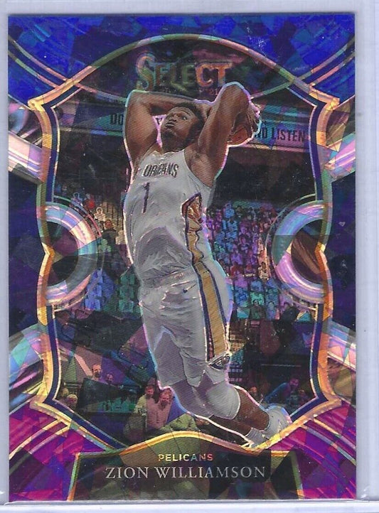 ZION WILLIAMSON 2020-21 PANINI SELECT TRI COLOR CRACKED ICE PRIZM CONCOURSE  #1