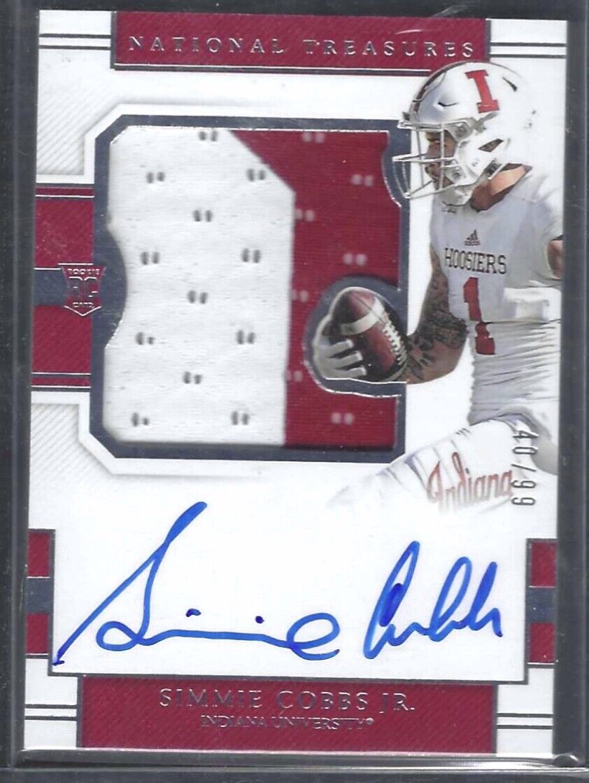 SIMMIE COBBS JR 2018 NATIONAL TREASURES COLLEGIATE ROOKIE PATCH AUTO RC #D 40/99