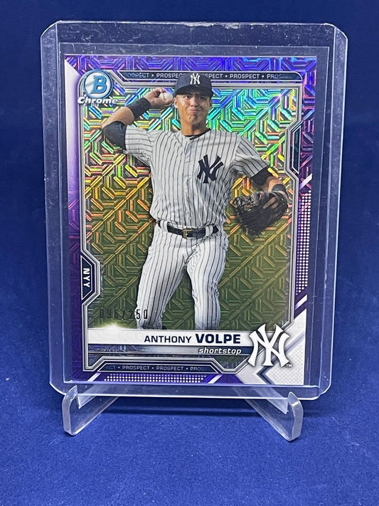 ANTHONY VOLPE 2021 BOWMAN CHROME PURPLE MEGA BOX REFRACTOR PROSPECT #D 96/250