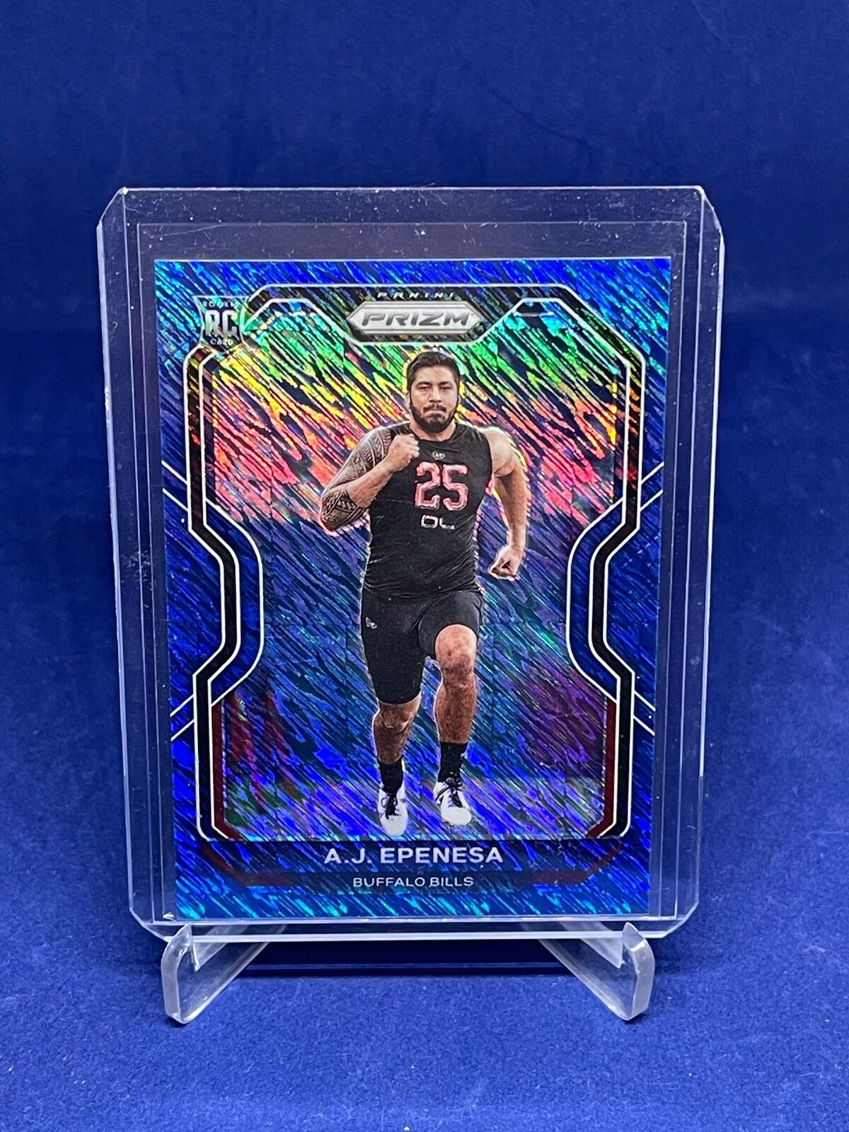 AJ EPENESA 2020 PANINI PRIZM BLUE SHIMMER PRIZM ROOKIE RC #D 13/25