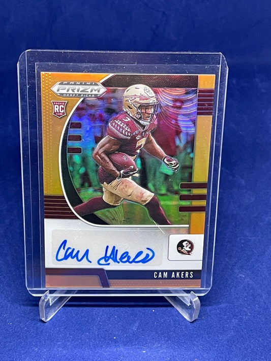 CAM AKERS 2020 PANINI PRIZM ORANGE PRIZMS AUTO ROOKIE RC #D 52/149
