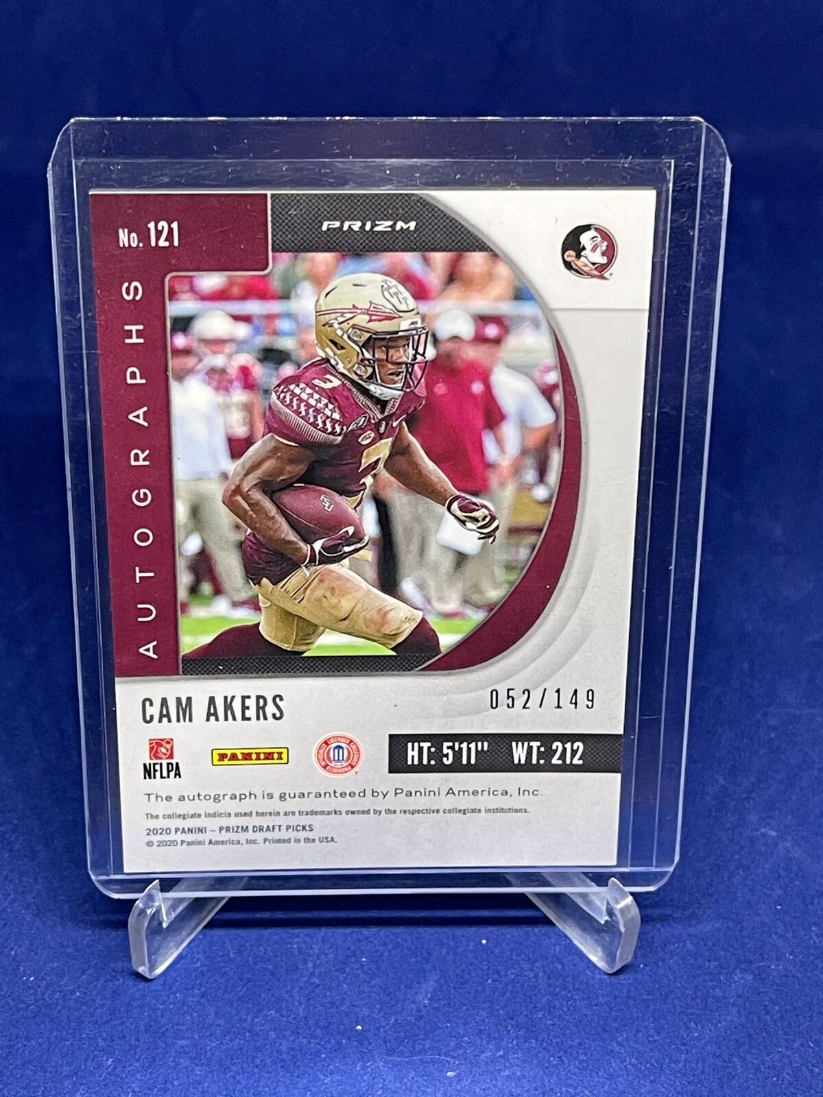CAM AKERS 2020 PANINI PRIZM ORANGE PRIZMS AUTO ROOKIE RC #D 52/149