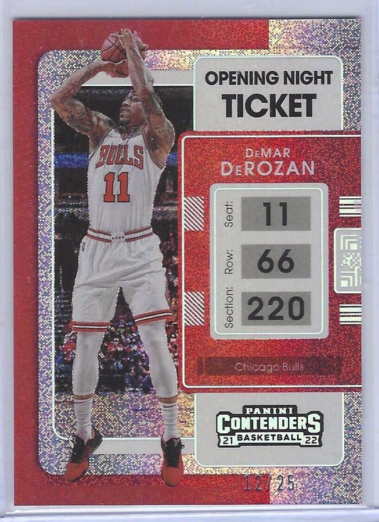 DEMAR DEROZAN 2021-22 PANINI CONTENDERS OPENING DAY TICKET SPARKLE #D 12/25