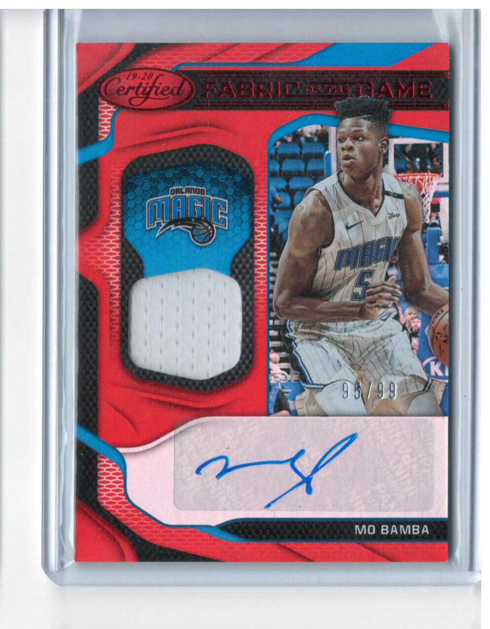 MO BAMBA 2019-20 PANINI CERTIFIED FABRIC OF THE GAME RED JERSEY AUTO #D 95/99