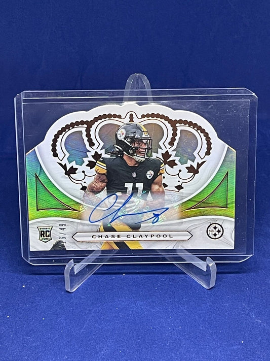 CHASE CLAYPOOL 2020 PANINI CHRONICLES CROWN ROYALE DIE CUT AUTO RC #D 26/49