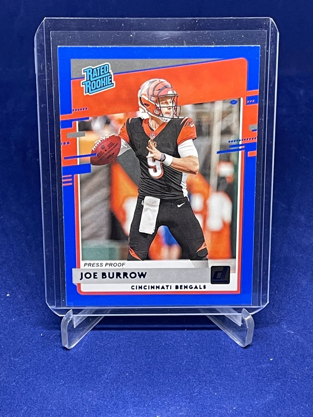 JOE BURROW 2020 PANINI DONRUSS RATED ROOKIE PRESS PROOF BLUE ROOKIE RC #301