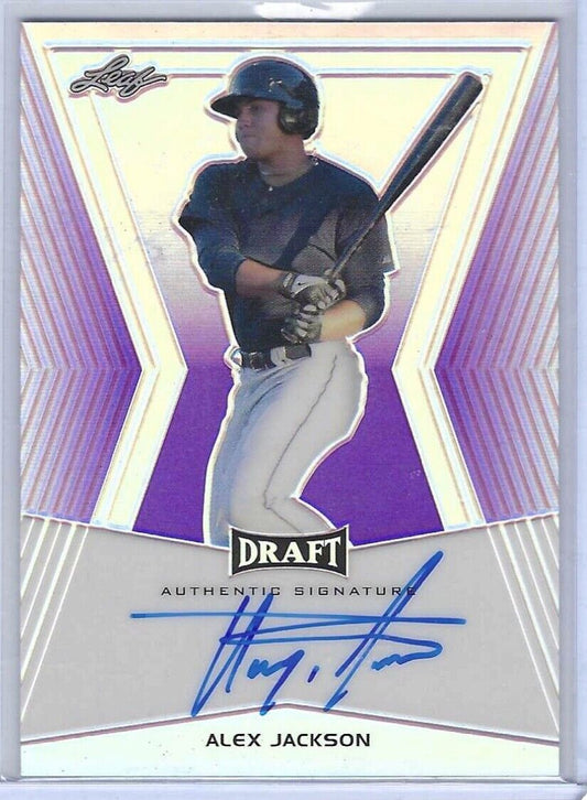 ALEX JACKSON 2014 LEAF DRAFT PURPLE PRIZM PROSPECT AUTO #D 25/25