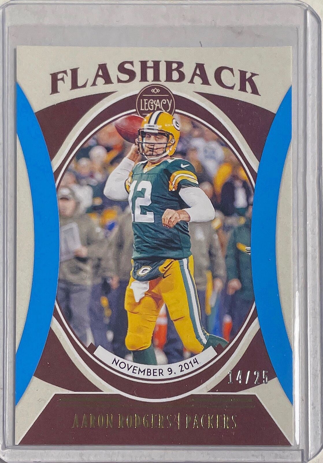 AARON RODGERS 2021 PANINI LEGACY FLASHBACK LIGHT BLUE #D 14/25