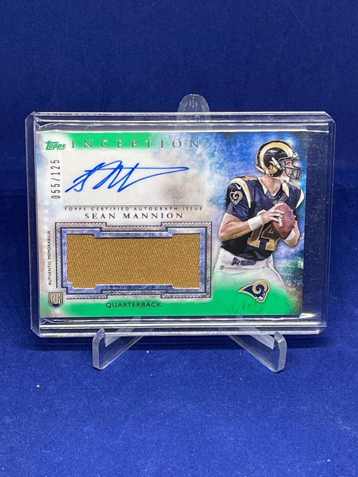 SEAN MANNION 2015 TOPPS INCEPTION GREEN PATCH AUTO ROOKIE RC #D /125