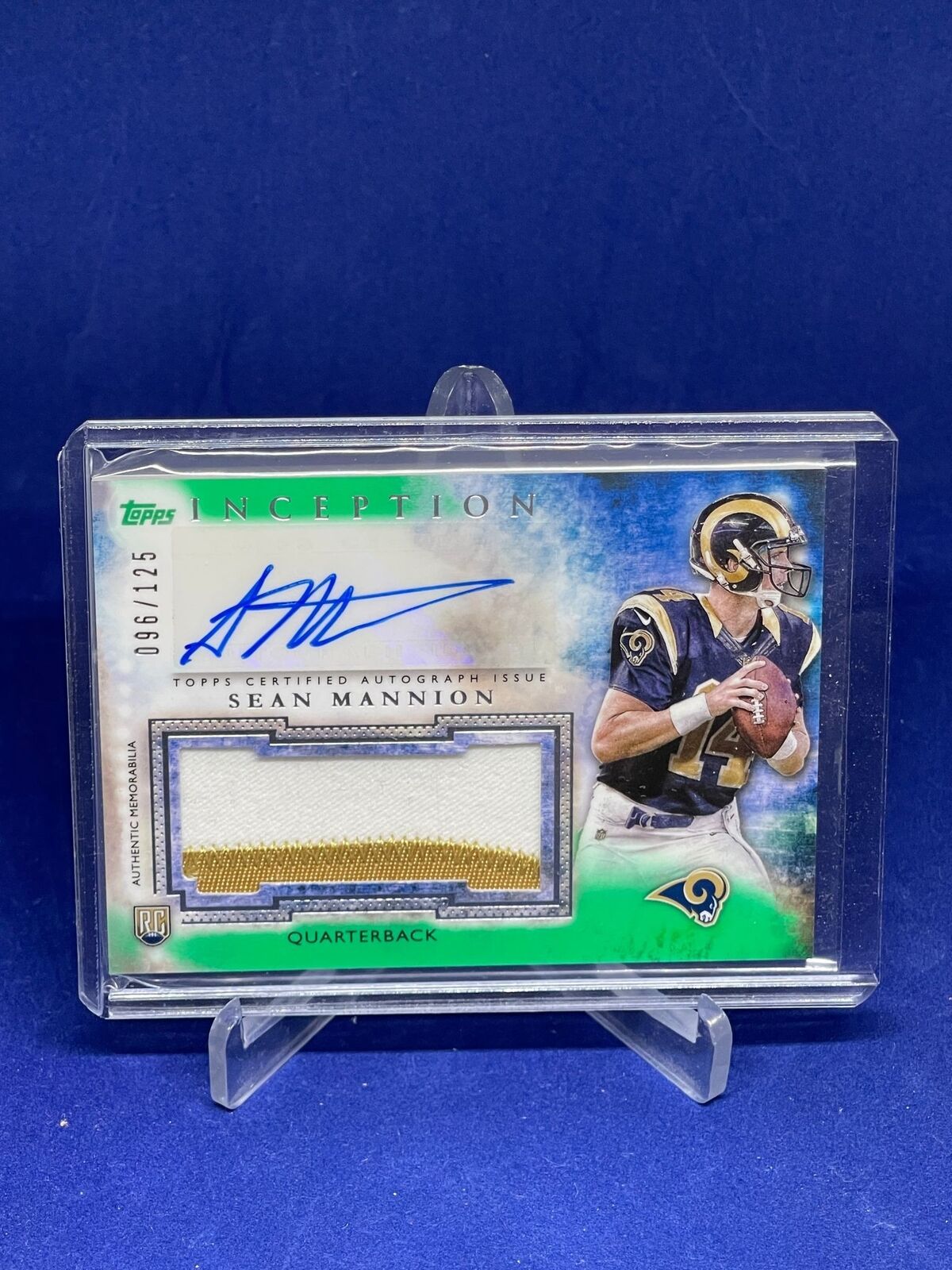SEAN MANNION 2015 TOPPS INCEPTION GREEN PATCH AUTO ROOKIE RC #D /125