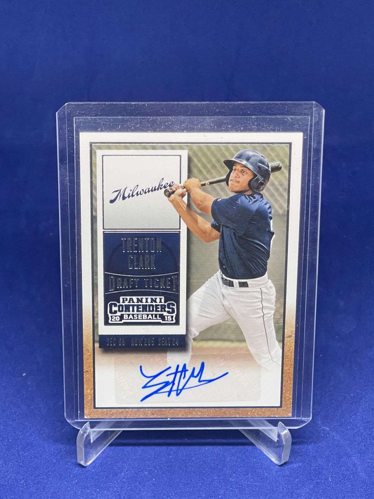 TRENTON CLARK 2015 PANINI CONTENDERS DRAFT TICKET AUTO ROOKIE RC #5