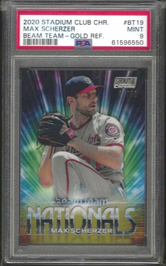 MAX SCHERZER 2020 TOPPS STADIUM CLUB BEAM TEAM GOLD REFRACTOR /50 PSA 9 POP 1/1