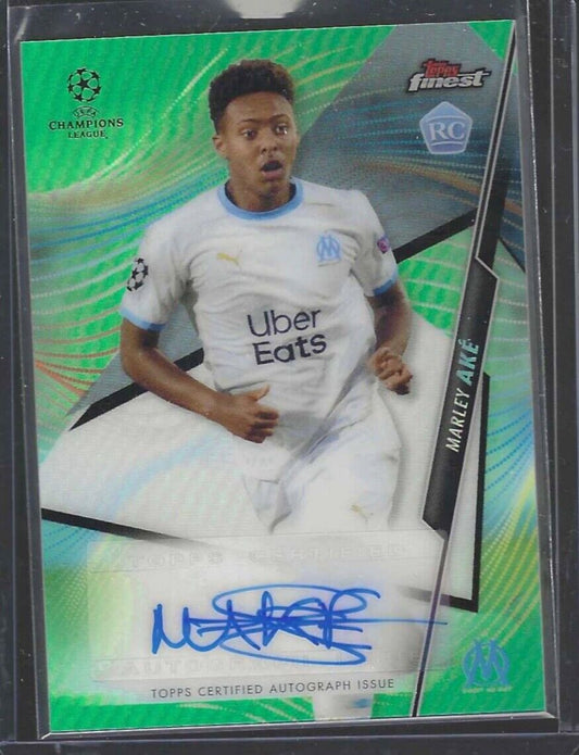 MARLEY AKE 2020-21 TOPPS FINEST UCL GREEN REFRACTOR ROOKIE AUTO RC #D 36/99