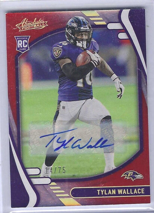 TYLAN WALLACE 2021 PANINI ABSOLUTE RED SPECTRUM ROOKIE AUTO RC #D 14/75