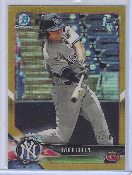 RYDER GREEN 2018 BOWMAN CHROME 1ST GOLD REFRACTOR PROSPECT #D 07/50