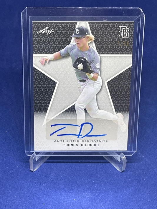 THOMAS DILANDRI 2020 LEAF PERFECT GAME NATIONAL SHOWCASE BLACK AUTO #D 7/50