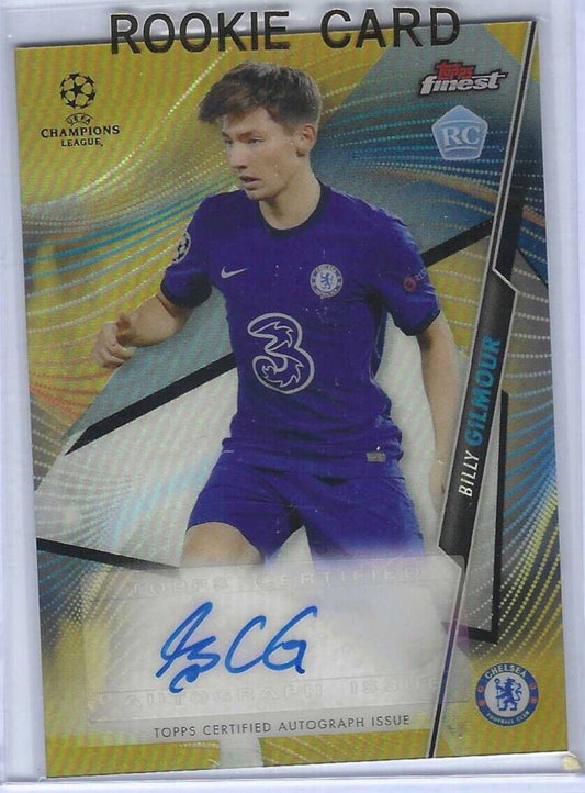 BILLY GILMOUR 2020-21 TOPPS FINEST UCL GOLD REFRACTOR ROOKIE AUTO RC #D 31/50