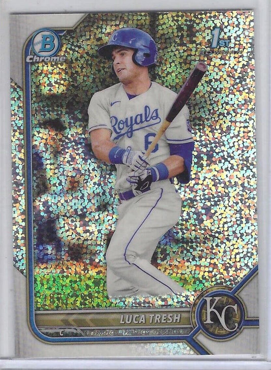 LUCA TRESH 2022 BOWMAN CHROME WHITE SPARKLE REFRACTOR 1ST PROSPECT #D 287/299