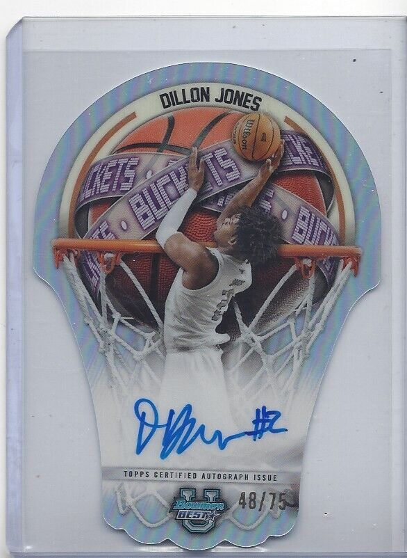 DILLON JONES 2023 BOWMANS BEST UNIV BUCKETS REFRACTOR ON CARD AUTO #D 48/75