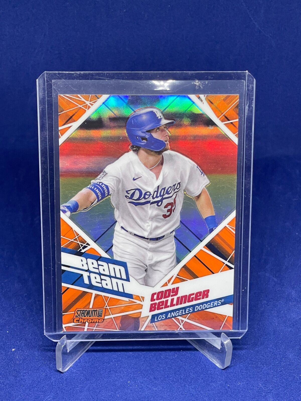 CODY BELLINGER 2021 STADIUM CLUB CHROME BEAM TEAM ORANGE REFRACTOR #D 25/25
