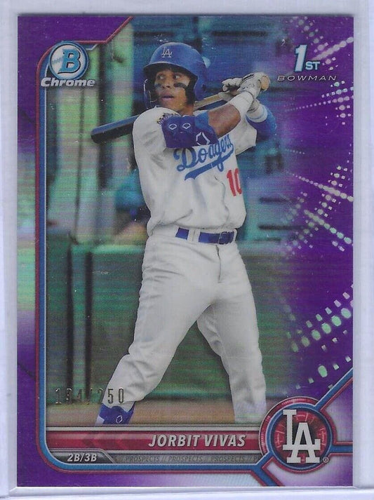 JORBIT VIVAS 2022 BOWMAN CHROME PURPLE REFRACTOR 1ST PROSPECT #D 134/250