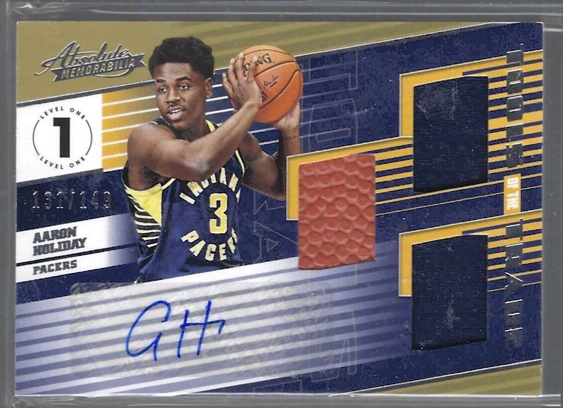 AARON HOLIDAY 2018-19 ABSOLUTE TOOLS OF THE TRADE TRIPLE PATCH AUTO RC #D /149