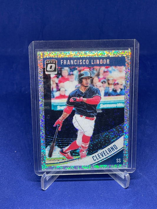 FRANCISCO LINDOR 2018 PANINI DONRUSS OPTIC WHITE SPARKLE PRIZM HOLO /20 SSP #123