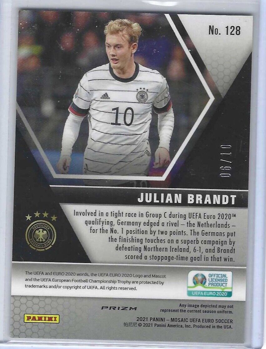 JULIAN BRANDT 2020-21 PANINI MOSAIC UEFA EURO GOLD CIRCLES PRIZM #D 06/10