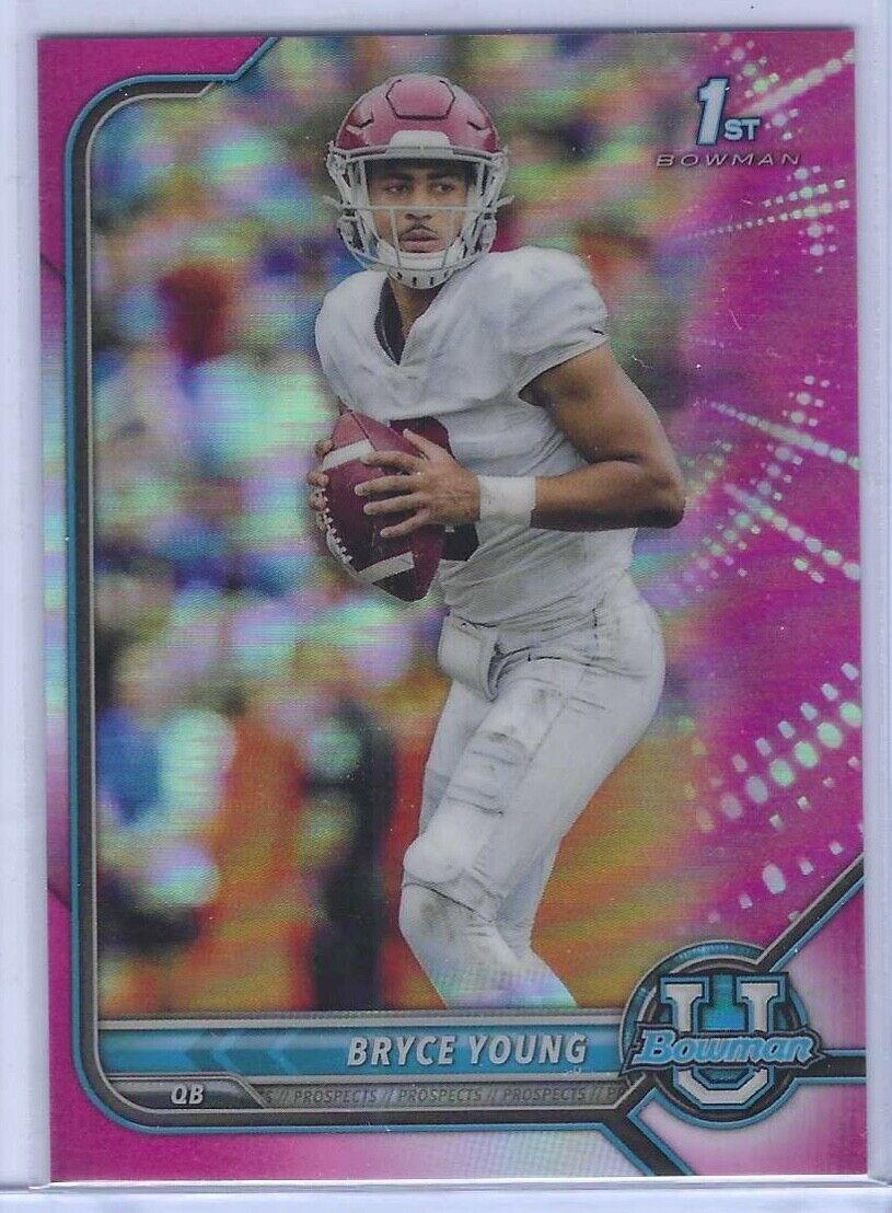 BRYCE YOUNG 2022 BOWMAN UNIVERSITY PINK REFRACTOR 1ST BOWMAN PROSPECT #4