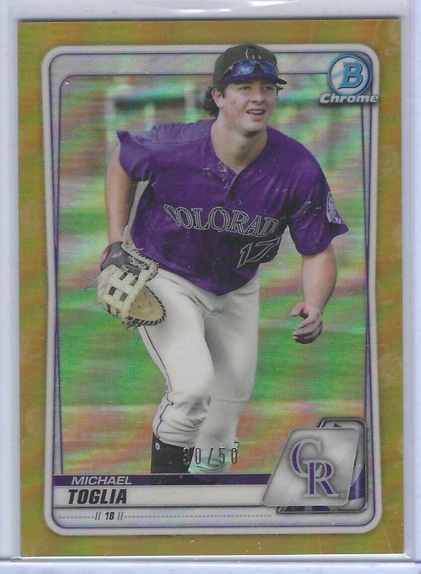 MICHAEL TOGLIA 2020 BOWMAN CHROME GOLD REFRACTOR PROSPECT #D 30/50