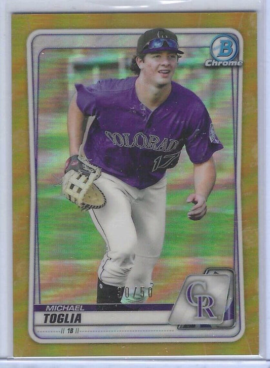 MICHAEL TOGLIA 2020 BOWMAN CHROME GOLD REFRACTOR PROSPECT #D 30/50