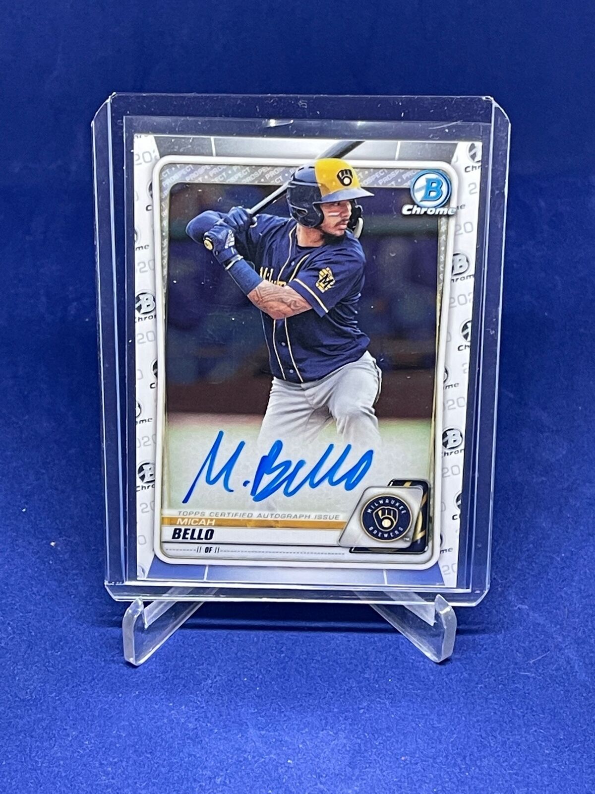 MICAH BELLO 2020 BOWMAN CHROME ON CARD AUTO PROSPECT
