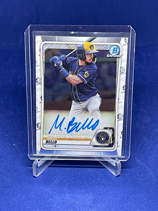 MICAH BELLO 2020 BOWMAN CHROME ON CARD AUTO PROSPECT