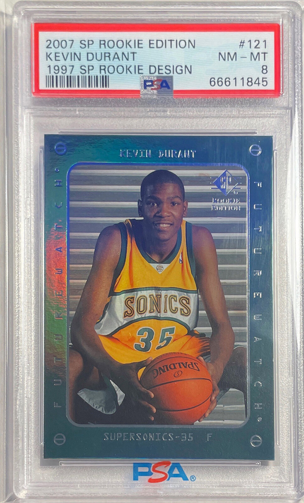 KEVIN DURANT 2007-08 SP ROOKIE EDITION 97 SP DESIGN RC #121 PSA 8