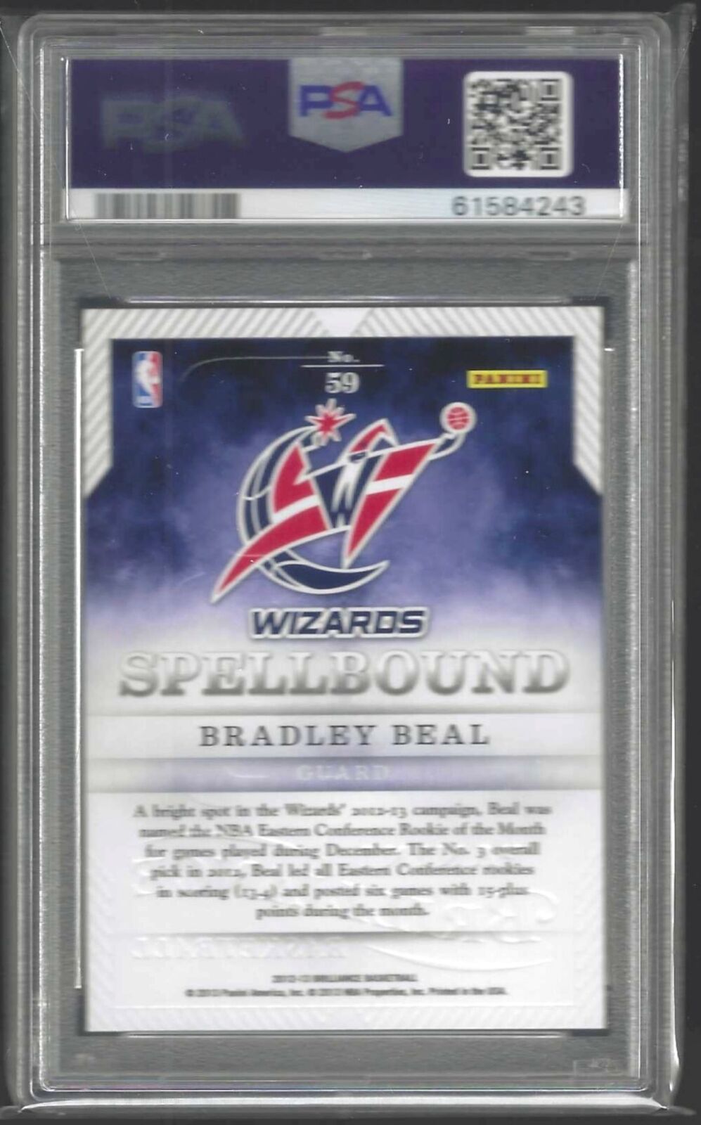 BRADLEY BEAL 2012-13 PANINI BRILLIANCE "B" SPELLBOUND RC #59 PSA 10 GEM POP 9