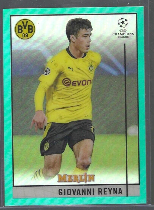 GIOVANNI REYNA 2020-21 TOPPS MERLIN CHROME UEFA AQUA REFRACTOR #D 186/199