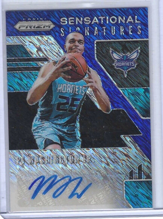 PJ WASHINGTON JR 2019 PRIZM BLUE SHIMMER SENSATIONAL SIGNATURES AUTO RC #SS-PJW