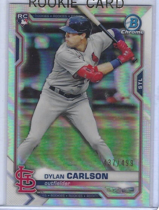 DYLAN CARLSON 2021 BOWMAN CHROME SILVER REFRACTOR RC #D 437/499