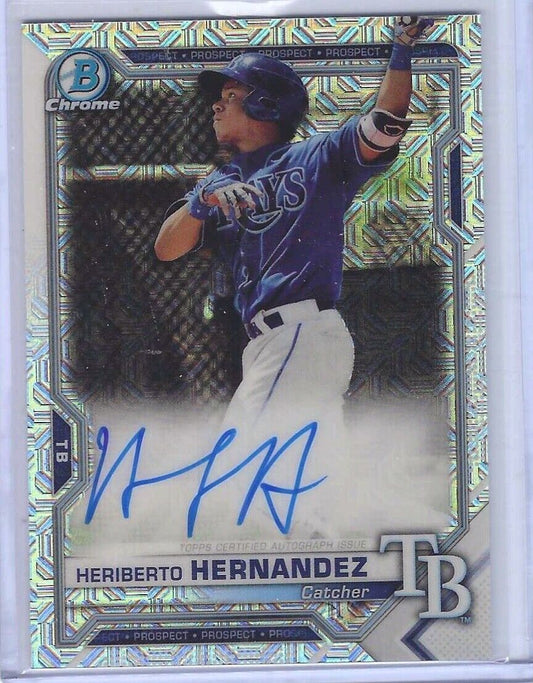HERIBERTO HERNANDEZ 2021 BOWMAN SILVER MEGA REFRACTOR PROSPECT AUTO #BCMA-HHE