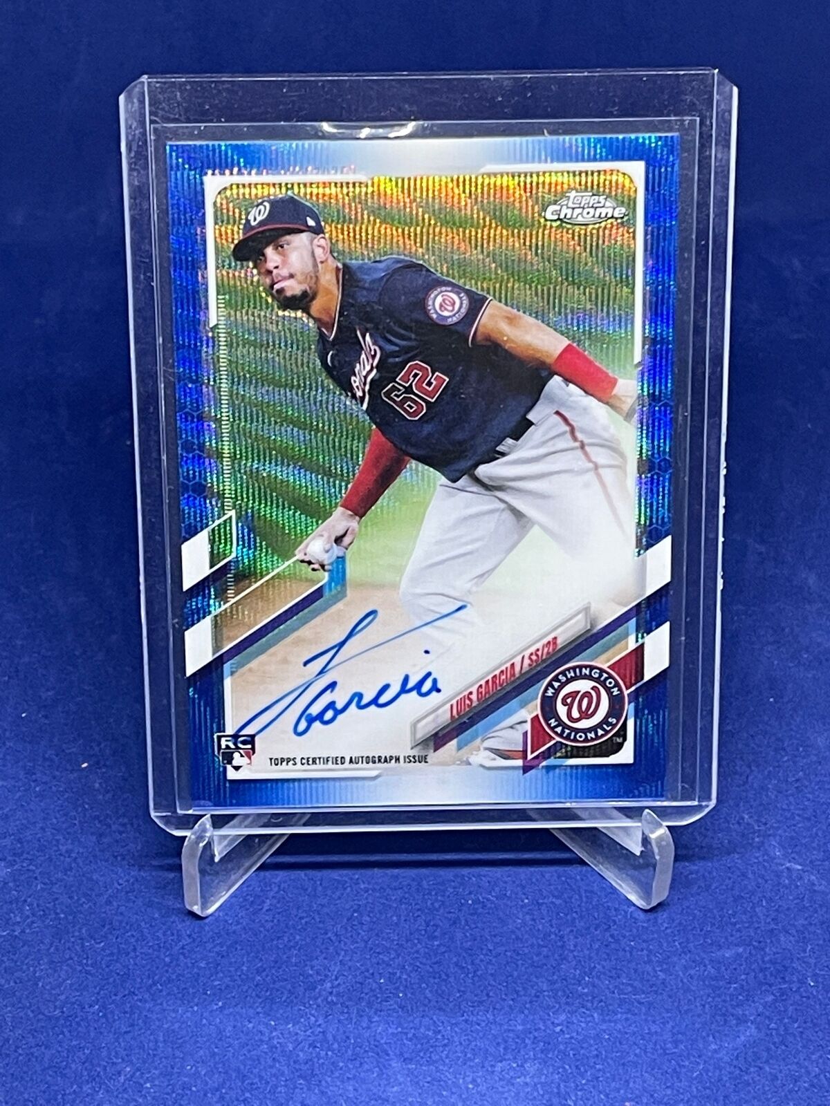 LUIS GARCIA 2021 TOPPS CHROME BLUE WAVE REFRACTOR ON CARD AUTO RC #D 57/150