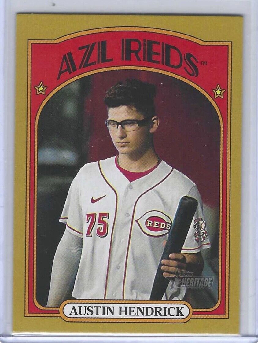 AUSTIN HENDRICK 2021 TOPPS HERITAGE MINORS GOLD REDS PROSPECT #D 13/18
