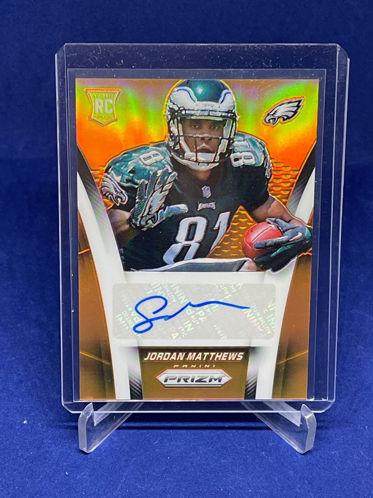 JORDAN MATTHEWS 2014 PANINI PRIZM ORANGE PRIZM AUTO ROOKIE RC #D 8/35