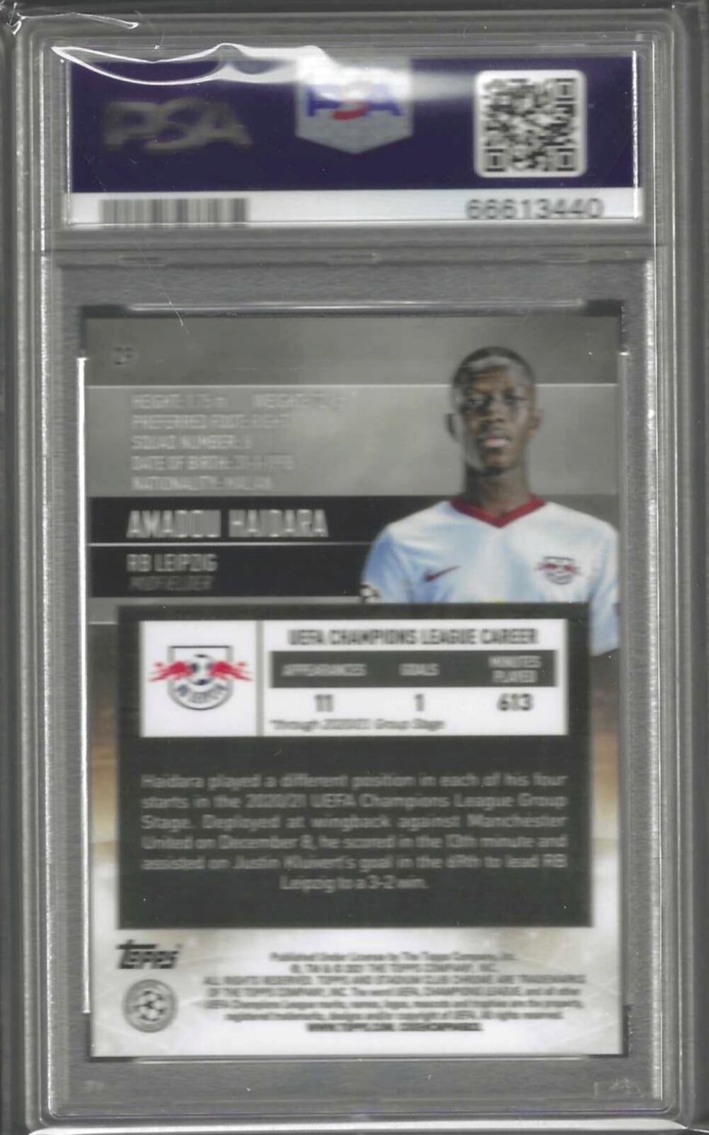 AMADOU HAIDARA 2020 STADIUM CLUB ORANGE YELLOW WAVE REFRACTOR RC PSA 10 POP 1/1