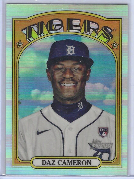 DAZ CAMERON 2021 TOPPS HERITAGE ROOKIE REFRACTOR CHROME RC #D 321/572