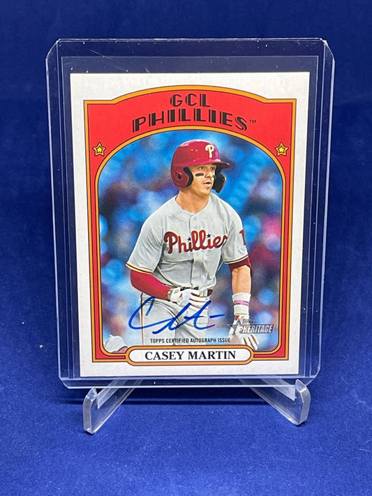 CASEY MARTIN 2021 TOPPS HERITAGE MINORS ON CARD AUTO PROSPECT