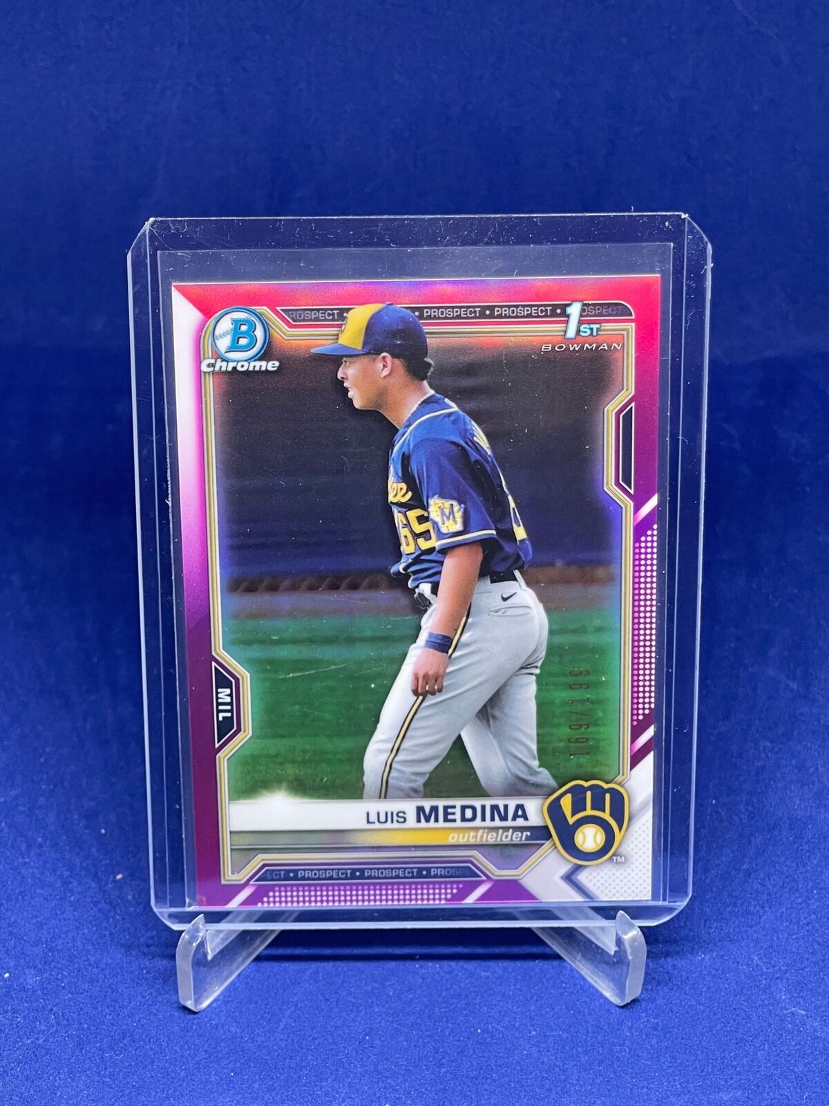 LUIS MEDINA 2021 BOWMAN CHROME 1ST PINK REFRACTOR PROSPECT #D 169/199