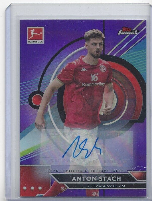 ANTON STACH 2022-23 TOPPS FINEST BUNDESLIGA PURPLE REFRACTOR AUTO #D 17/99