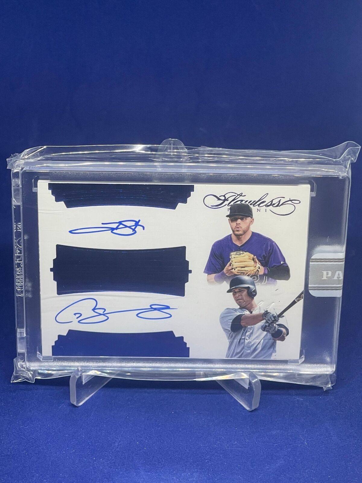 TREVOR STORY GARY SANCHEZ 2017 PANINI FLAWLESS DUAL ON CARD AUTO BLACKBOX #D 1/1