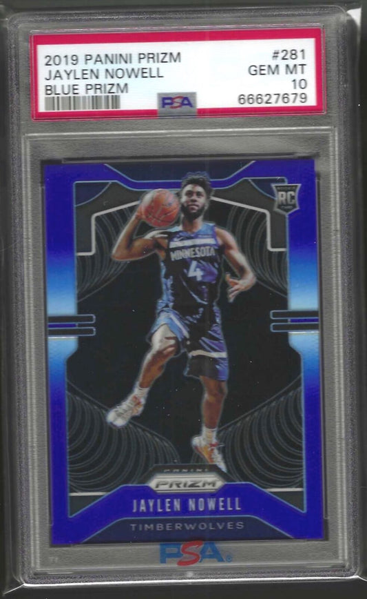 JAYLEN NOWELL 2019-20 PANINI PRIZM BLUE PRIZMS RC /199 PSA 10 GEM MINT POP 12